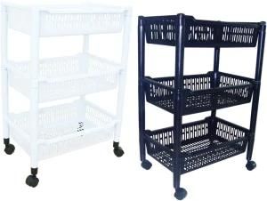 Multifunction 3 Tiers Plastic Storage Rack Contain for Kitchen Living Room