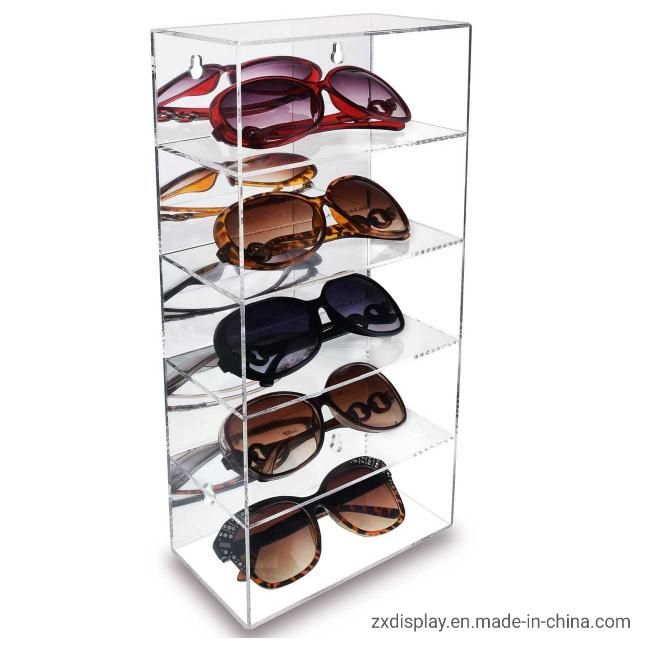 5 Layers Acrylic Wall Mounted Toy Model and Sunglasses Display Shelf