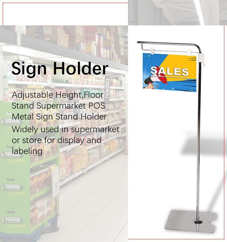 Supermarket Store Height-Adjustable Display and Labeling Stand Sign Holder