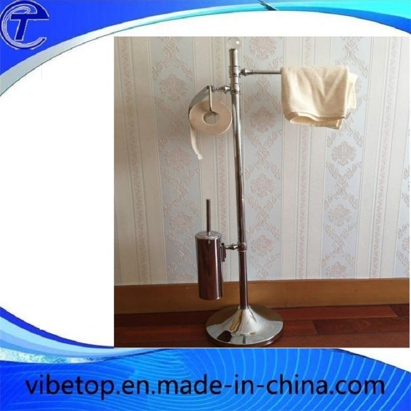 Toilet Butler Brush Paper Roll Holder Set +Towel Rack Stainless Steel Stand