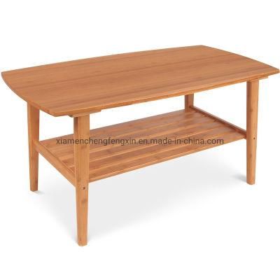 Living Room Large Simply Modern 100% Bamboo Coffee Tea Tables with Base Shelf for Home Office Furniture