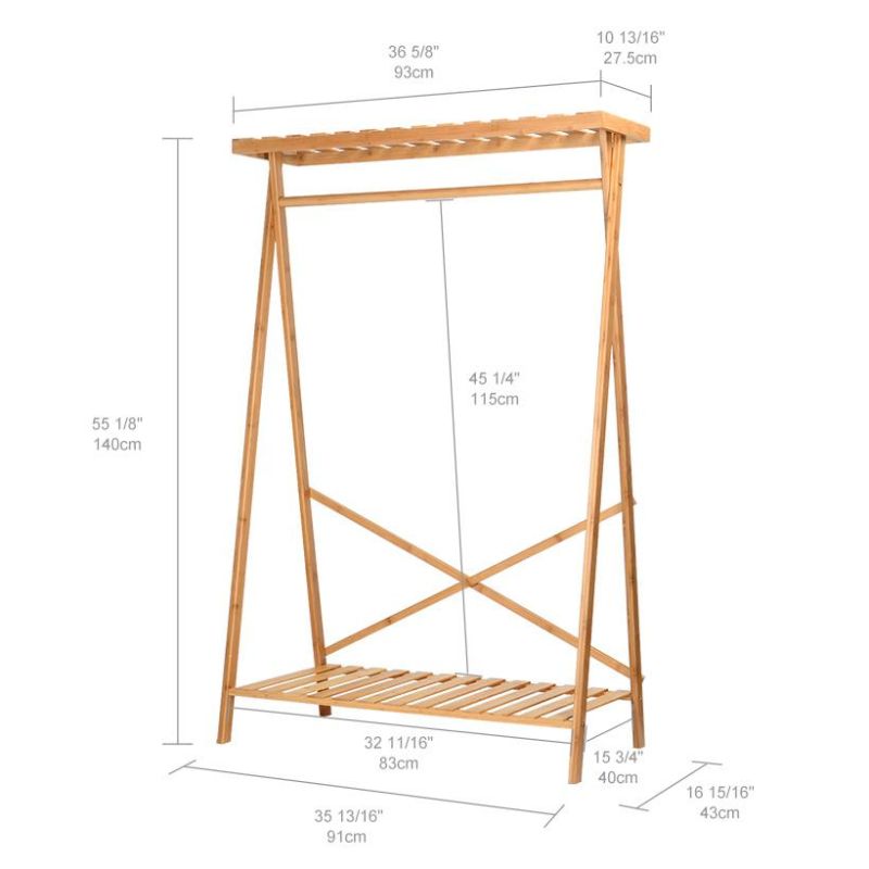 Wholesales Natural Bamboo Clothes Rack and Hat Hanger Stand Rack