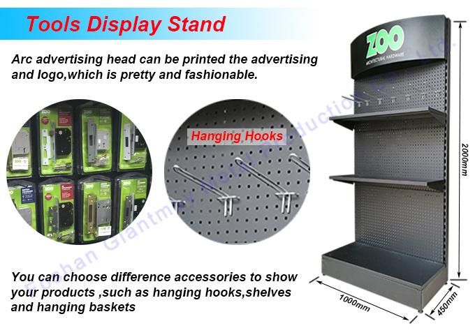 Hardware Pegboard Metal Floor Hooks Tools Display Shop Exhibition Product Rack