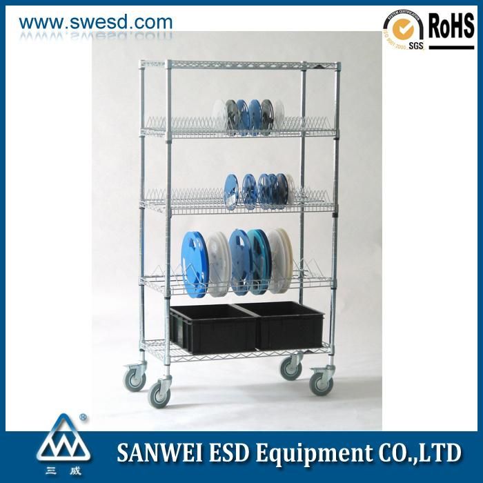 ESD PCD Wire Storage Rack Shelf with Wheels Metal Chrome Wire Shelving