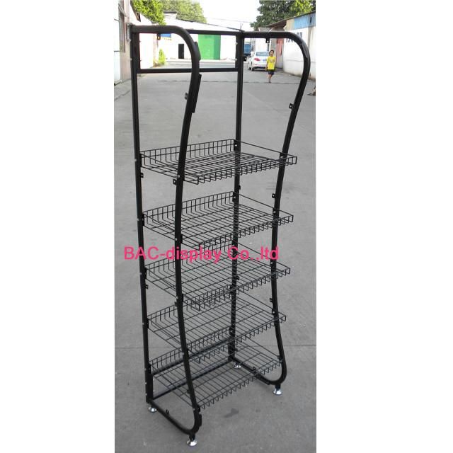 High Quality Black Paiting Metal Shelves Bread Food Display Rack