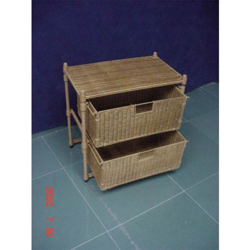 Wicker Rolling Cart Utility Cart Rattan Rack Detachable Rack