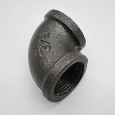 Black Pipe Fitting Cast Clamp Mech Sandblasted Malleable Iron 90 Degree Elbow for Industrial Pipe Shelf