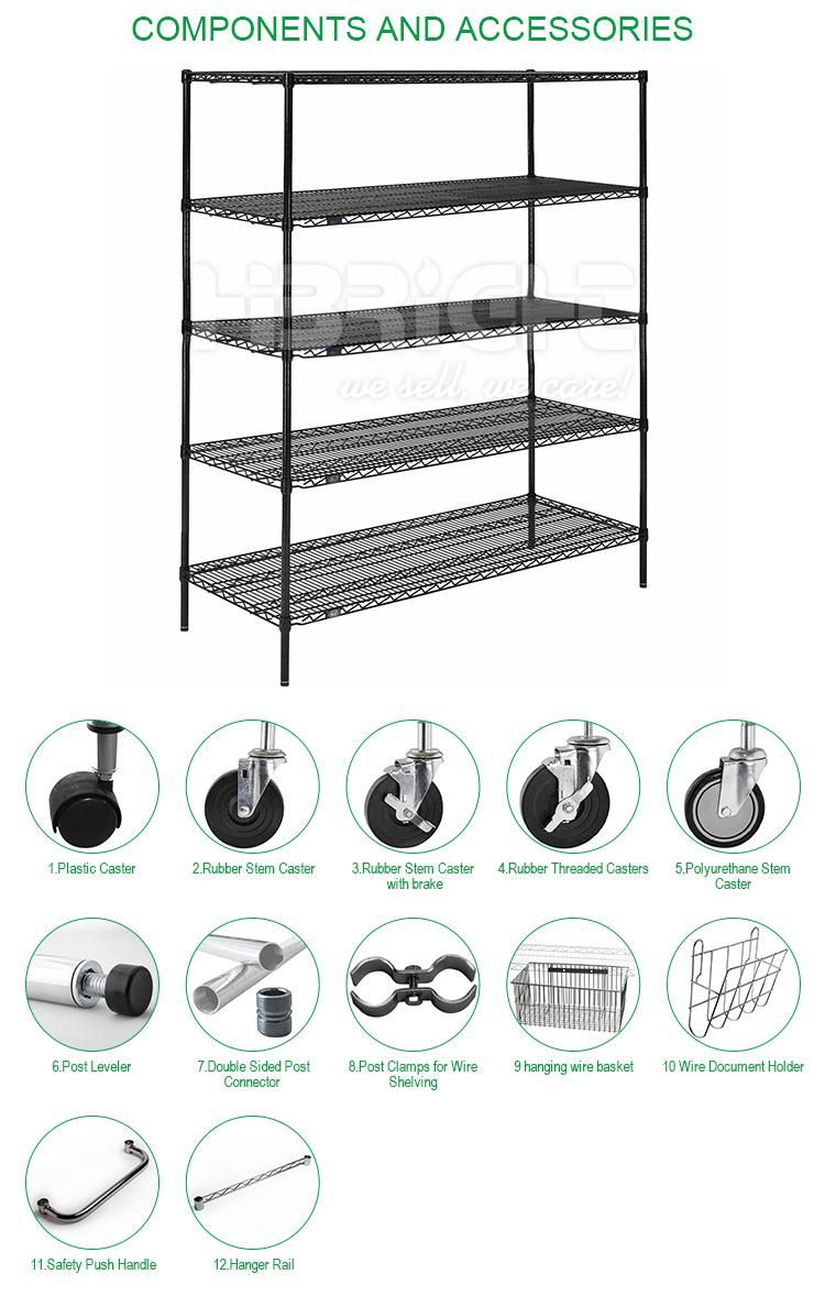 Hot Sell Adjustable Height Storage Wire Display Rack with Wheels