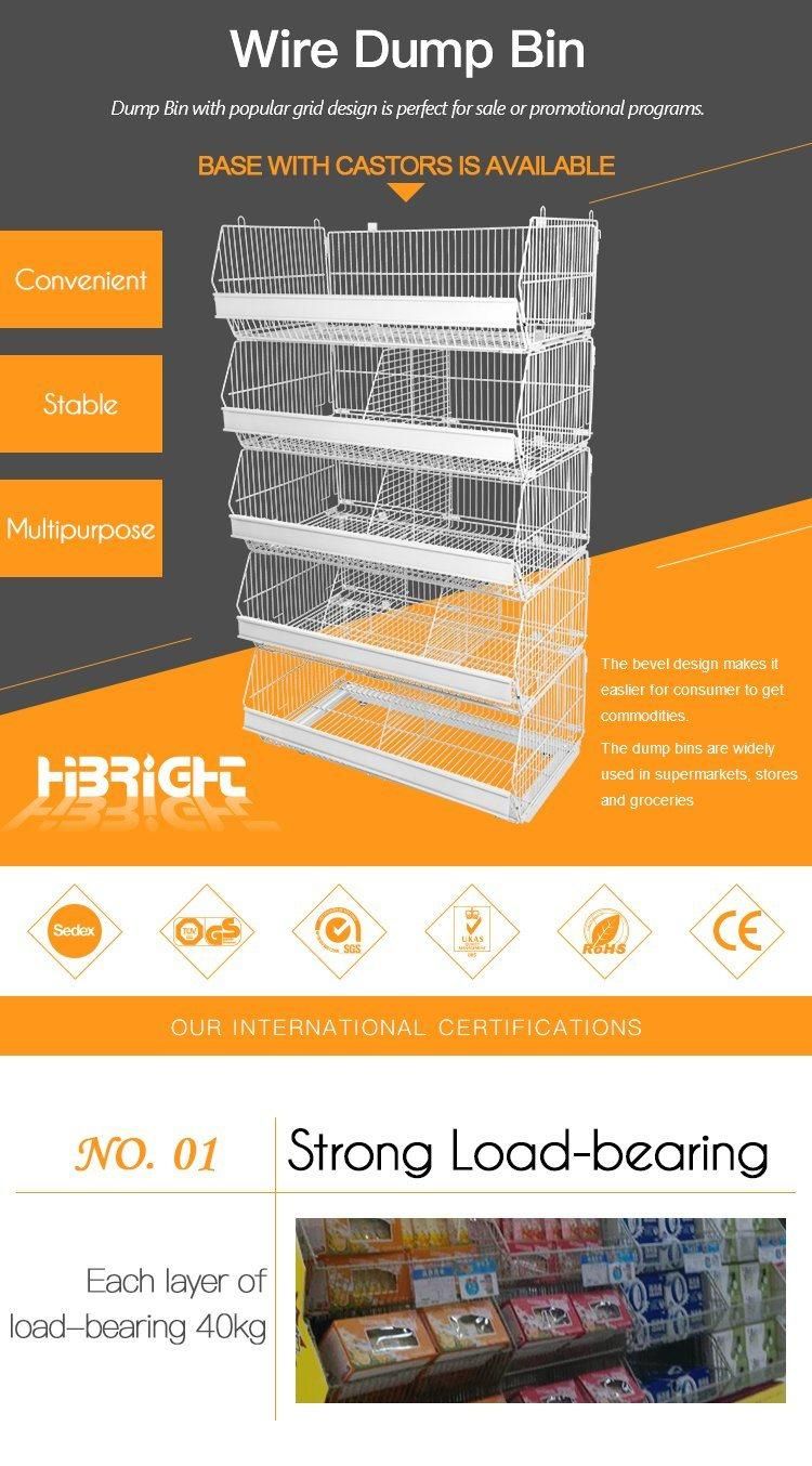 Supermarket Collapsible Stackable Wire Basket Rack with Advertising Board