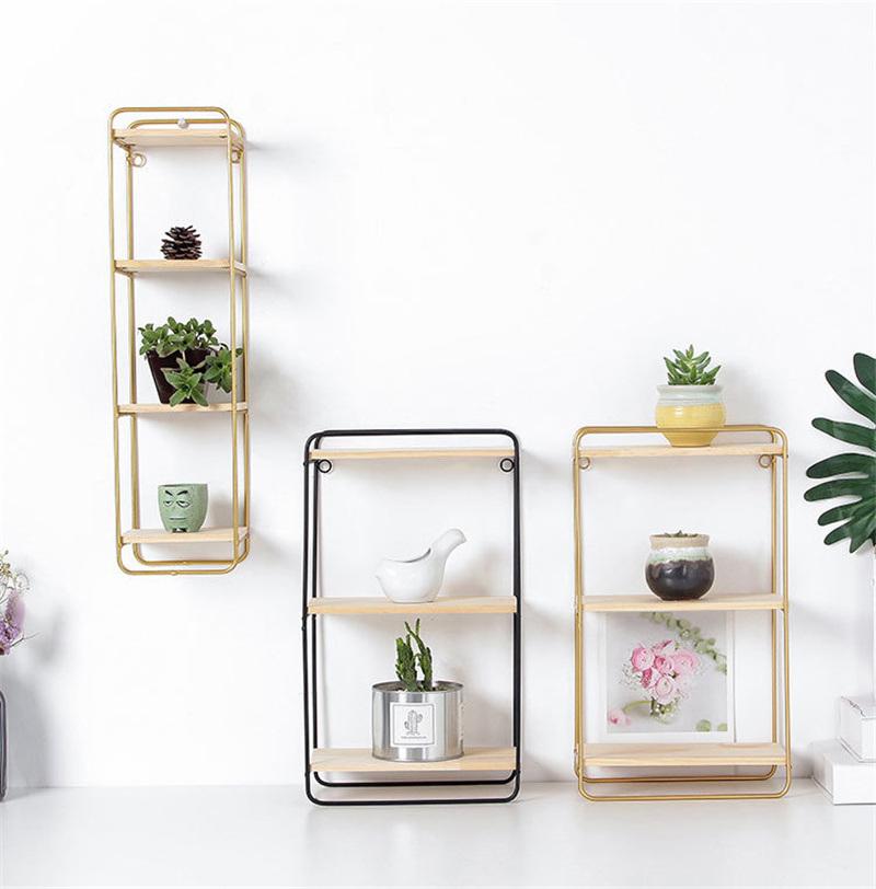 Custom Metal Solid Wood Wall Shelf Storage Rack