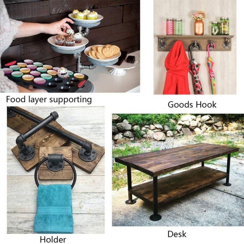 4PCS Decorative Rustic Industrial Black Iron Pipe Shelf with Screw Accessories