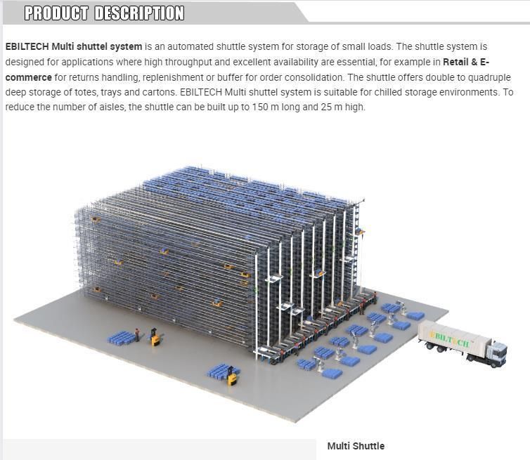 Ebil Tech Smart Warehouse Picking Racking Miniload Multi Shuttle Racking System