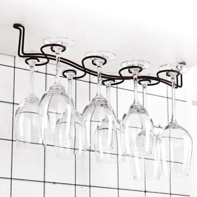 Over The Cabinet Metal Wine Glass Rack for Kitchen and Bar