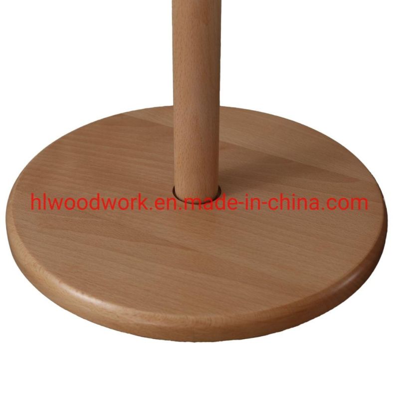 Round Wooden Base Stand Coat Rack Beech Wood Natural Color Stand Hanger Entrance Hall Coat Rack