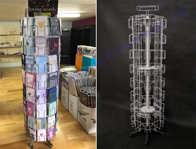 Retail Greeting Gift Card Spinning Wholesale Floor Stand Metal Wire Postcard Display Card Wire Rack Used
