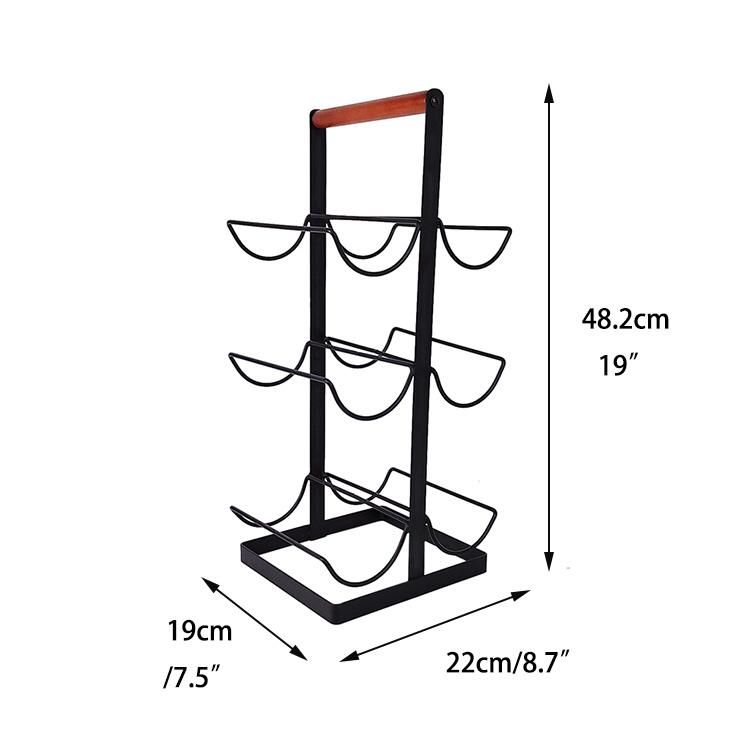 Tabletop Vintage Wire Wine Bottle Storage Rack Black Countertop Wine Dishplay Rack Freestanding Metal Steel Wine Rack