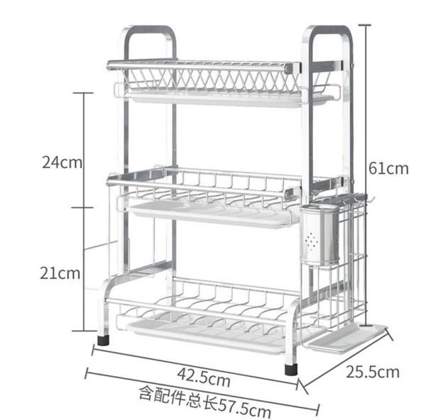 2 Tier Metal Kitchen Rack with Silverware Holder Countertop Organization Shelf