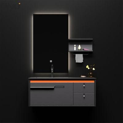 Unique Top Quality Washroom Luxury Bathroom Vanity Wall Hung Single Sink Basin Cabinet with Countertop, Smart Mirror