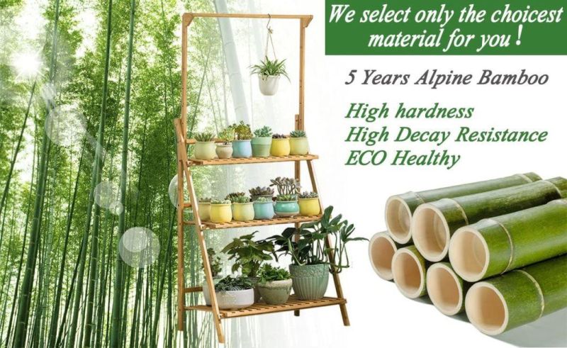 Bamboo 3-Tier Hanging Plant Stand Planter Shelves Flower Pot Organizer Rack Folding Display Shelving Plants Shelf Unit Holder