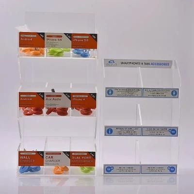 Custom High Quality 3 Tiers Clear Acrylic Data Line Organizer Earphone Storage Rack