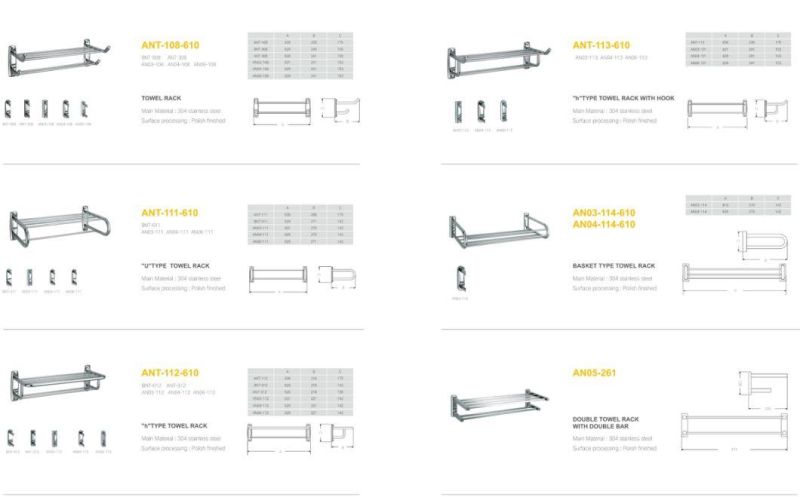 Wall Mounted Towel Rack, No Rust Mirror Shinny Finished Bath Towel Shelfs