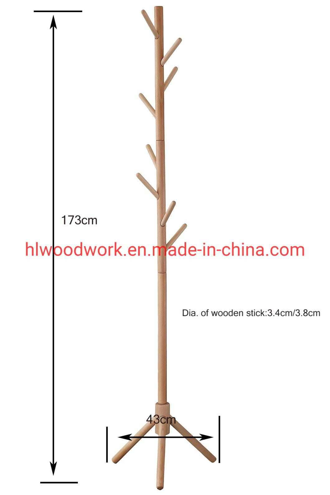 Triangle Wooden Base Stand Coat Rack Beech Wood Natural Color Stand Hanger Entrance Hall Coat Rack