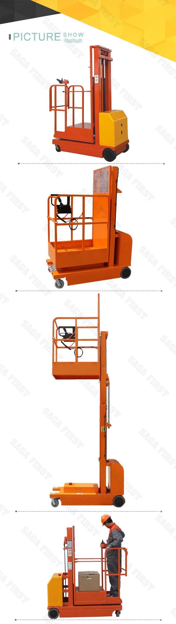 Used Warehouse Picking up Goods From Shelf Hydraulic Lift Machine Electric Order Picker