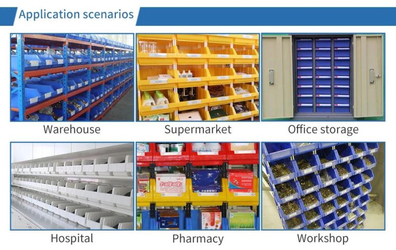 Automotive Electronics Pharmacy Plastic Spare Parts Shelf Racking Bins for Warehouse Organize Order Picking Box