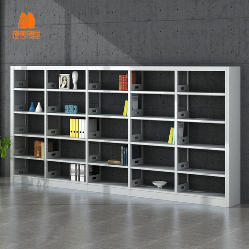 Library Double-Sided Steel Bookshelf, High-Quality Steel Processing.