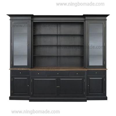Classic Contemporary Interiors Furniture Natural Ash Top White/Black Poplar Wood Base Large Bookcase
