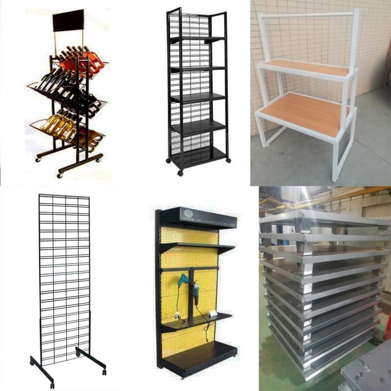 Metal Steel Storage Store Exhibition Floor Retail Supermarket Mesh Universal Gondola Display Stand Shelf Rack