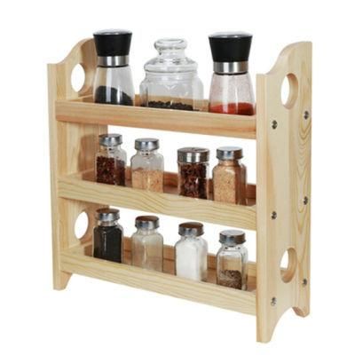 Wholesale 3 Tiers Kitchen Bathroom Counter-Top Storage Shelf Standing Wood Rack Storage