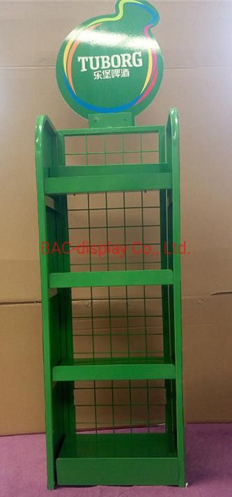 Metal Floor Advertising Display Rack OEM Making for Bottles Foods and Drinks