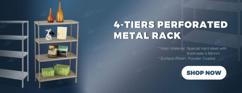 High Quality 4 Tiers Perforated Shelving Metal Steel Storage Rack