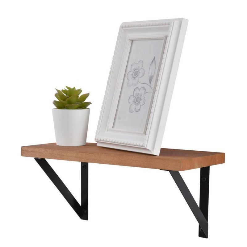 Wholesale Cheap Walnut Rustic Wall Mounted Wooden Floating Storage Shelf for Bedroom&Livingroom