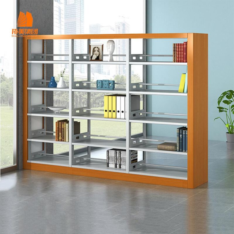 Library Double-Sided Steel Bookshelf, High-Quality Steel Processing.