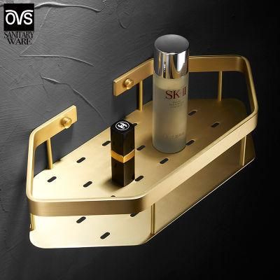 Wall Mounted Brass Brass Bathroom Shower Shampoo Shelf Bathroom Basket Holder Fashion