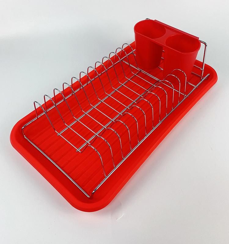 Kitchen Dish Plate Storage Rack with Utensil Holder and Tray