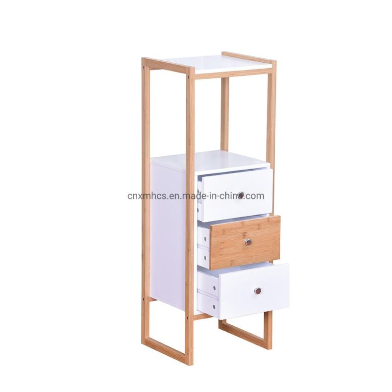 Freestanding Side Cabinet Wooden Storage Drawer Storage Shelves Bathroom Living Room Display Rack