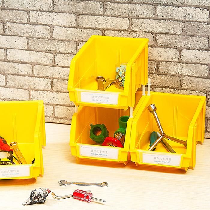 Industrial PP/HDPE Plastic Container Stackable Storage Bins for Heavy Duty Rack Spare Part Storage Shelf