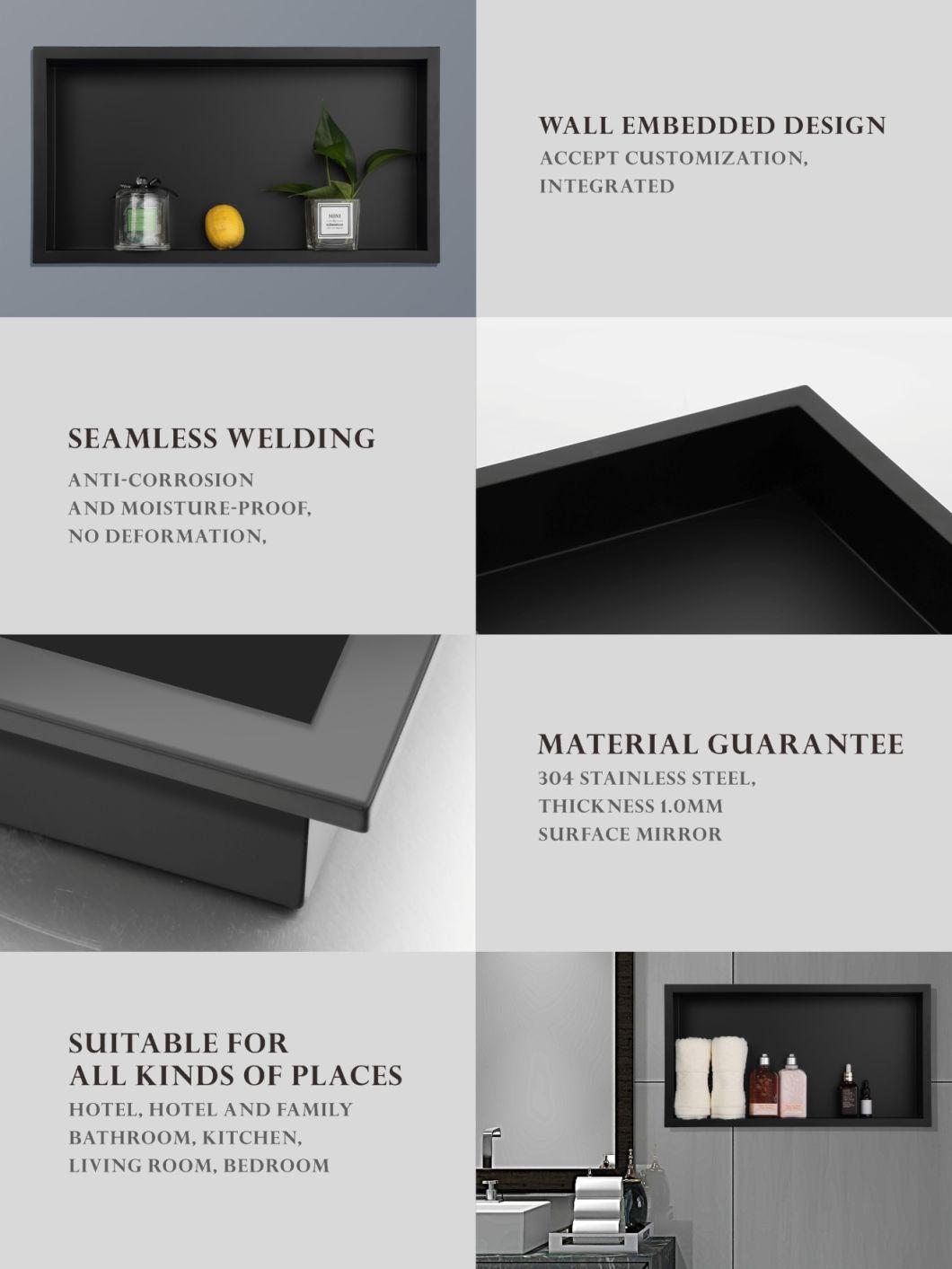 Decorative Panel Sheet Metal Black Stainless Steel Shower Niche Single Shower Shelf Insert for Bathroom Niche