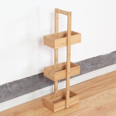 Bamboo Wooden Kitchen Shelf Storage Rack Bath Accessories Bathroom Shower Caddy with 3 Shelves