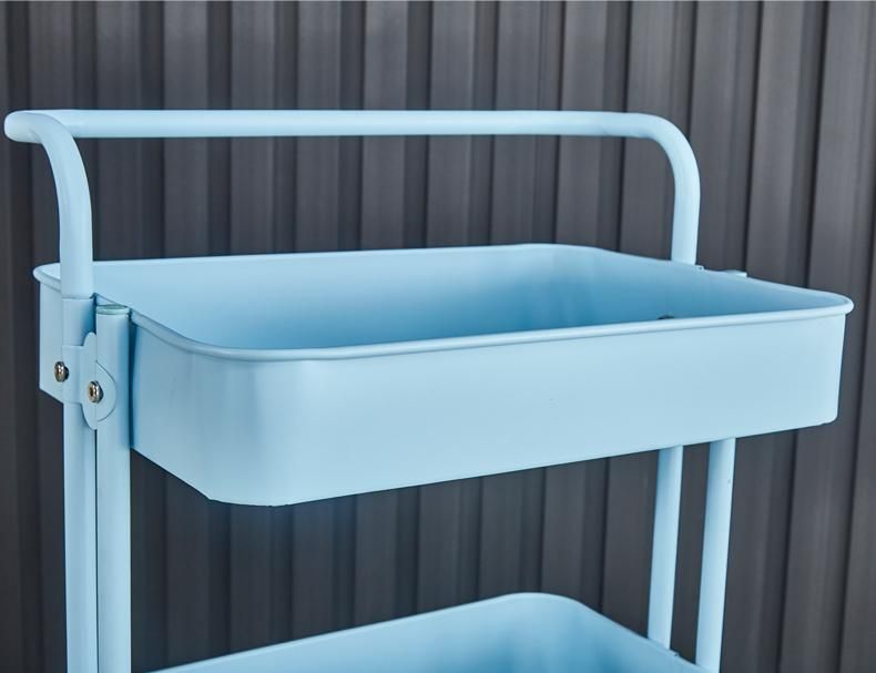 Plastic 3 Tier Folding Trolley Movable Kitchen Rack Trolley Storage Hand Carts Trolleys Bathroom Organizer Rack