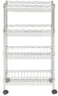 4 Layers Pantry Can Organizer Wire Baskets Shelving Kitchen Storage Rack with Wheels