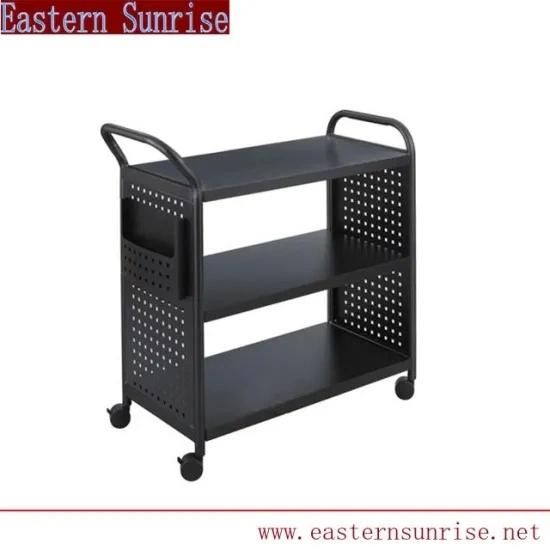 Metal Steel Library Book Trolley Newspaper Paper Shelf for Office