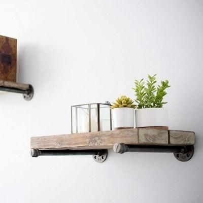 Modern Decorative Metal Type Wrought Iron Curved Industrial Pipe Wall Shelf