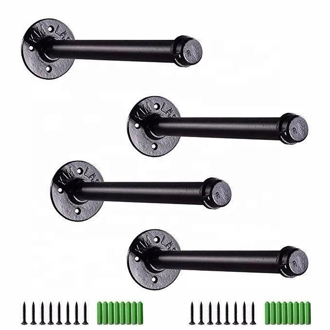 Amazon Black Iron Pipe Brackets for Floating Shelves Wall Mounted Floating Shelf Hanging Wall Hardware for Custom Shelf