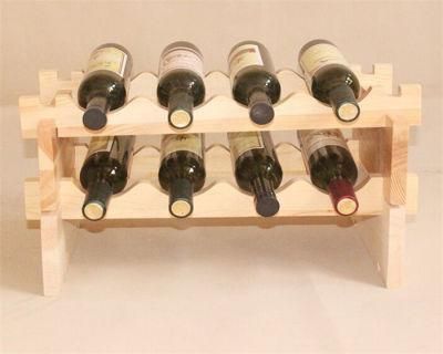 Natural Color Pine Wood Wine Rack with Size Custom Made