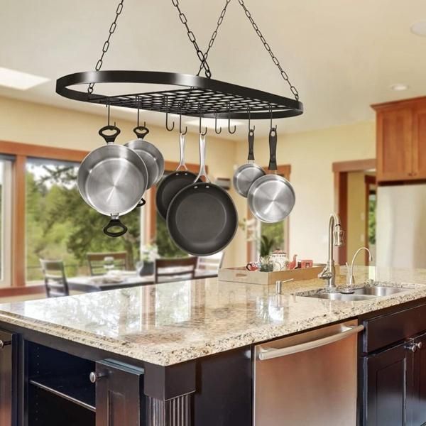 Pot and Pan Rack for Ceiling with Hooks Mounted Storage Holder