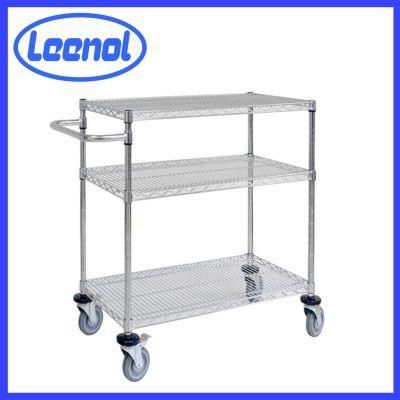 3 Layers ESD Metal Chrome-Plateded Wire Shelf Trolley for Industrial Ln-1530607